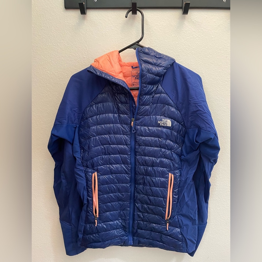 The North Face Blue and Orange Puffer Jacket